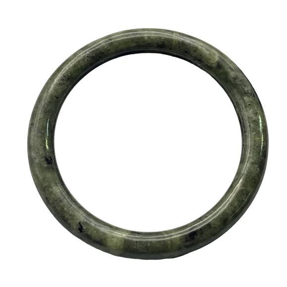 165ct Jade Bangle Vintage Jadeite Carved Bracelet Estate Natural Green 8” - Picture 1 of 13